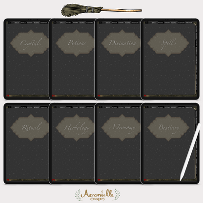 Digital Witch Bundle - Dark Planner, Spellbook, Tarot Journal & Deck