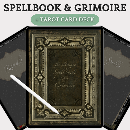 Digital Witch Bundle - Dark Planner, Spellbook, Tarot Journal & Deck