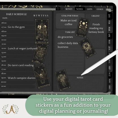 Digital Witch Bundle - Dark Planner, Spellbook, Tarot Journal & Deck