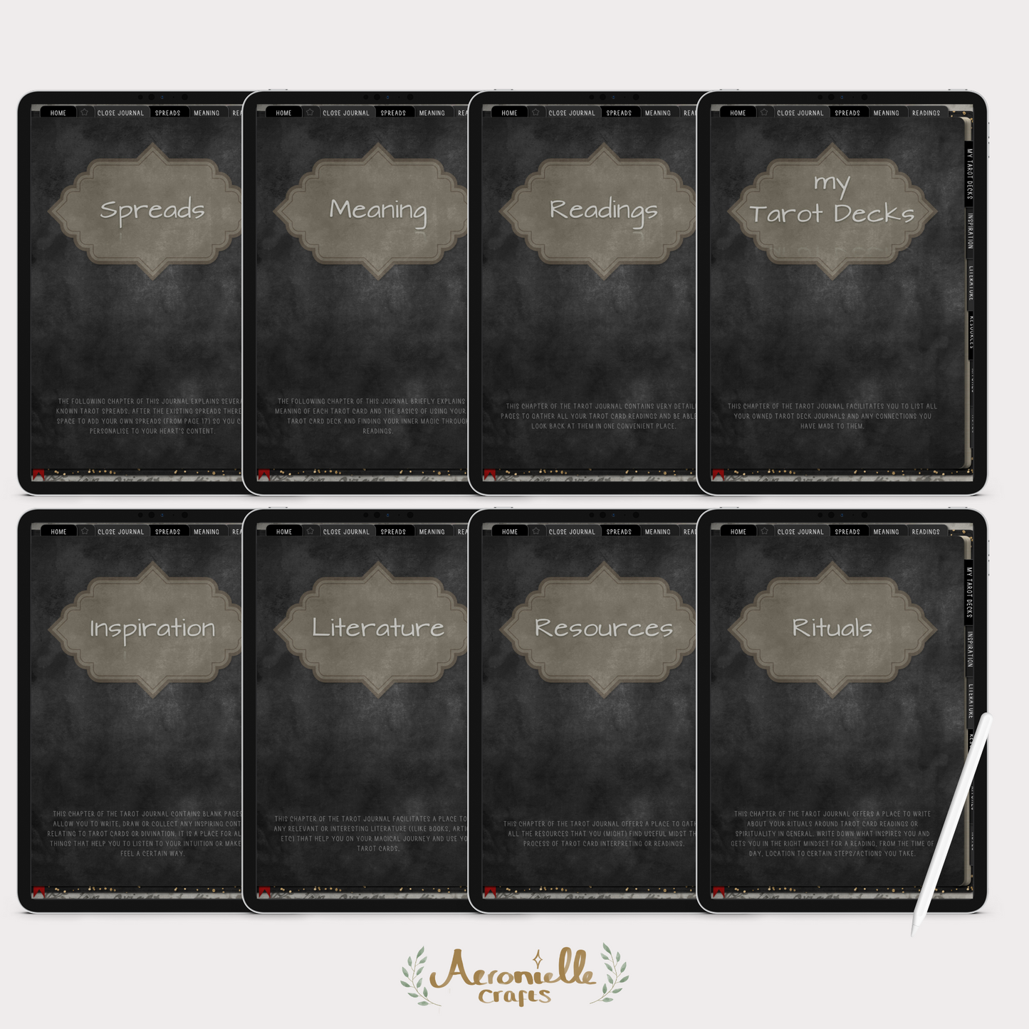 Digital Witch Bundle - Dark Planner, Spellbook, Tarot Journal & Deck