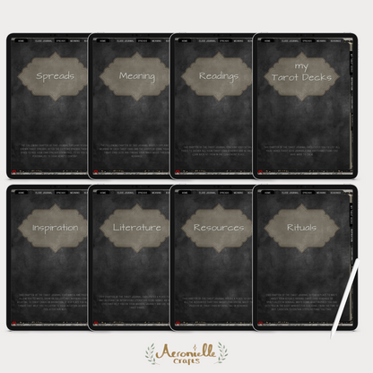 Digital Witch Bundle - Dark Planner, Spellbook, Tarot Journal & Deck