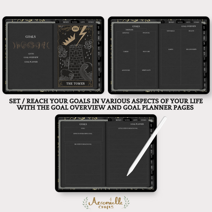 Undated Witchy Planner & Tracker Digital Bundle + Tarot Card Deck